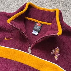 Vintage 90s Nike Arizona State Sun Devils College Pullover Fleece Quarter Zip